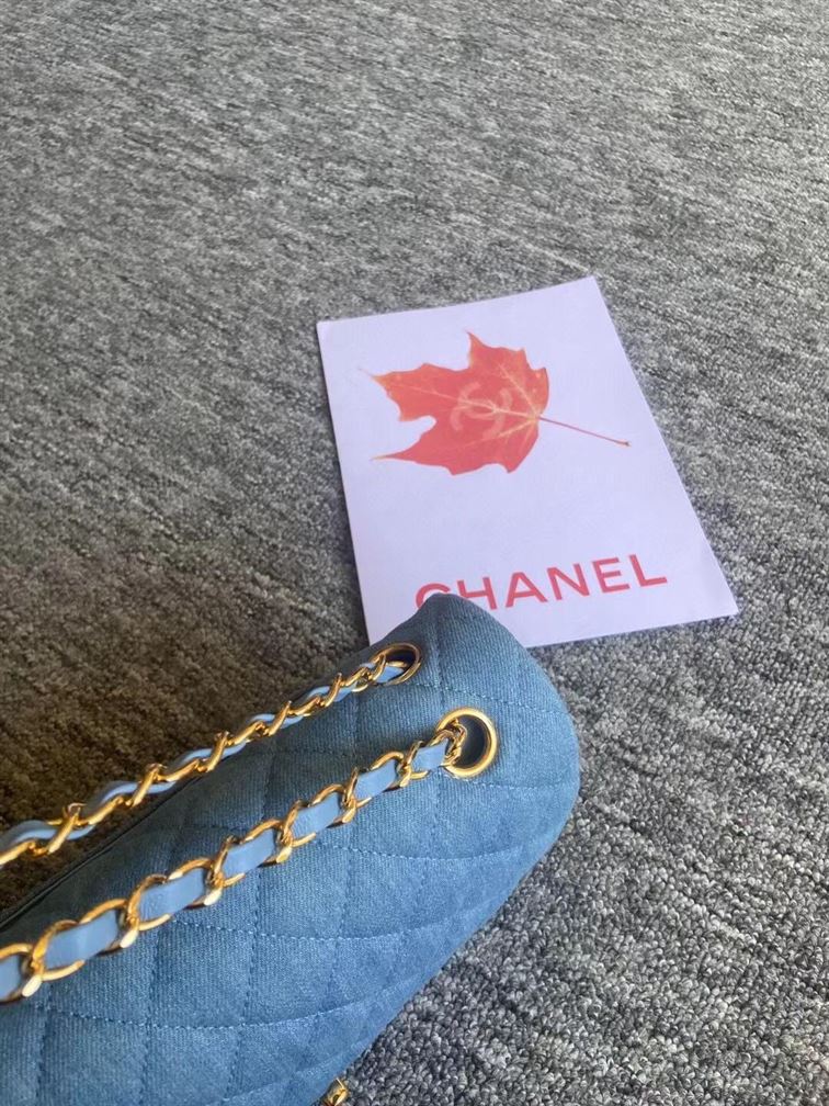 Classic Handbag Printed Denim & Gold-Tone Metal – CB002