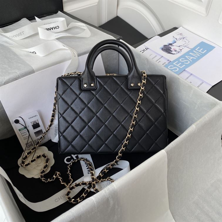 Vanity Case Calfskin & Gold-Tone Metal Black – CB009