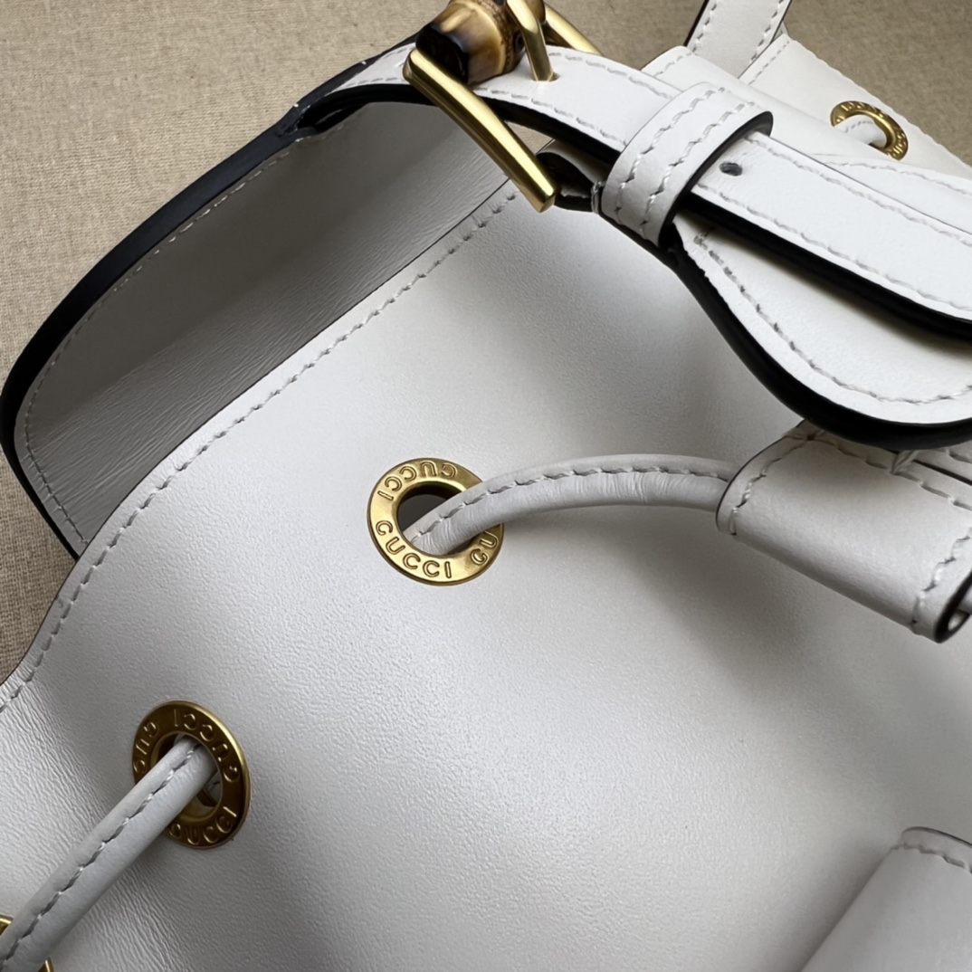 Bamboo backpack White leather – GB048