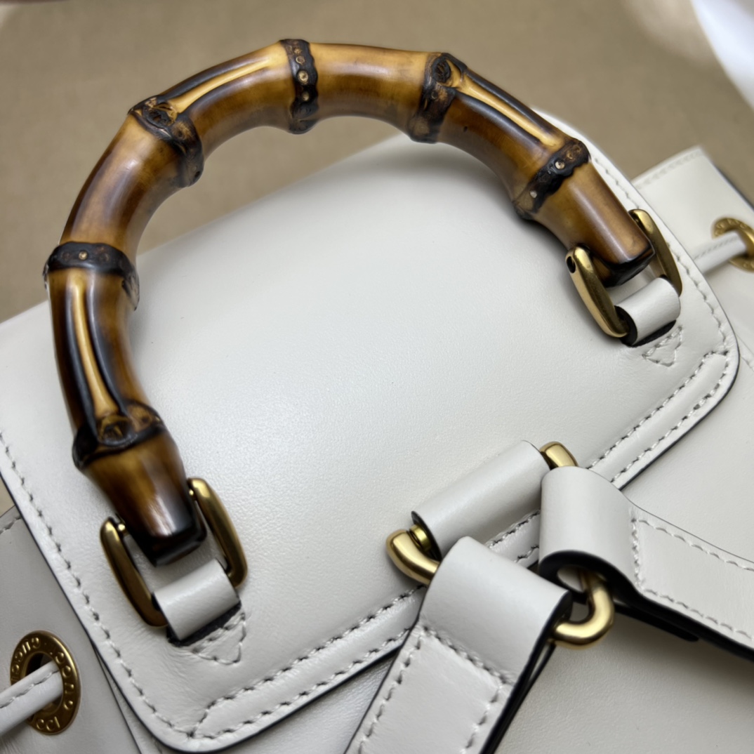 Bamboo backpack White leather – GB048