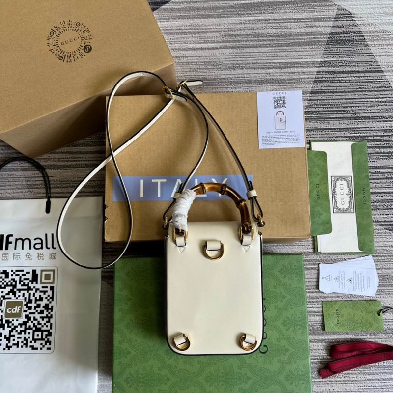 Bamboo mini handbag White leather – GB045