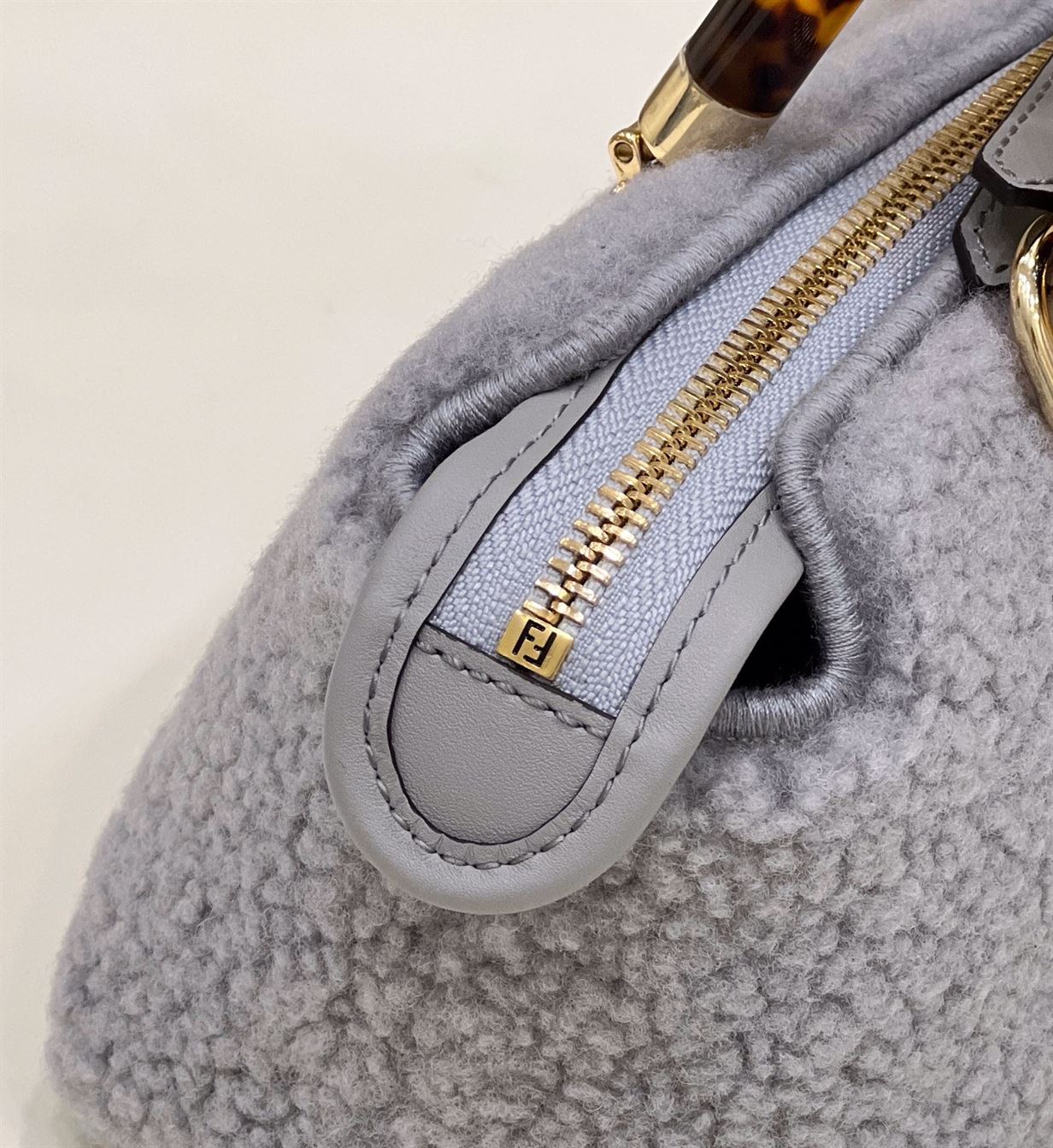 By The Way Mini Light grey sheepskin small Boston bag – FB018