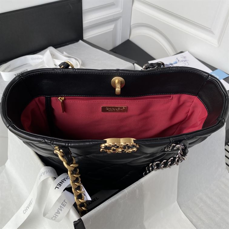 Chanel 19 Shopping Bag Shiny Lambskin Black – CB010