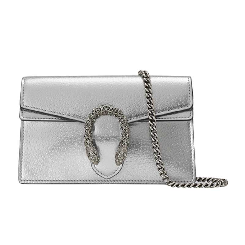 Dionysus super mini bag Silver lamé leather – GB047