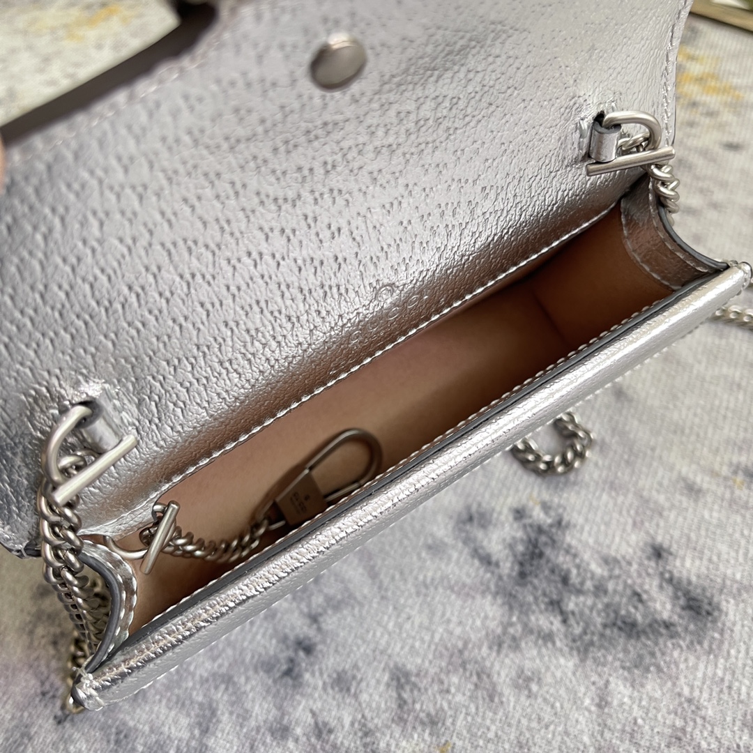 Dionysus super mini bag Silver lamé leather – GB047