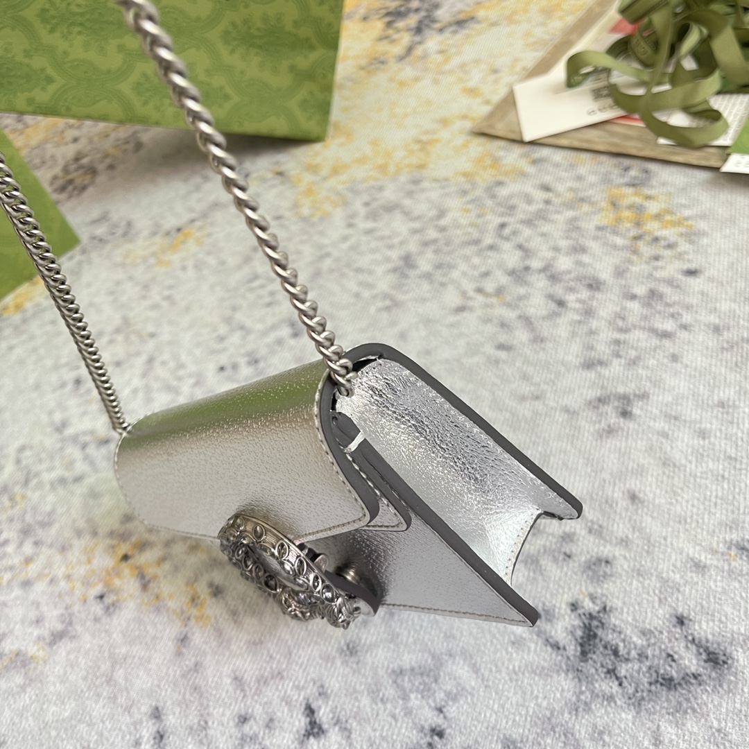 Dionysus super mini bag Silver lamé leather – GB047