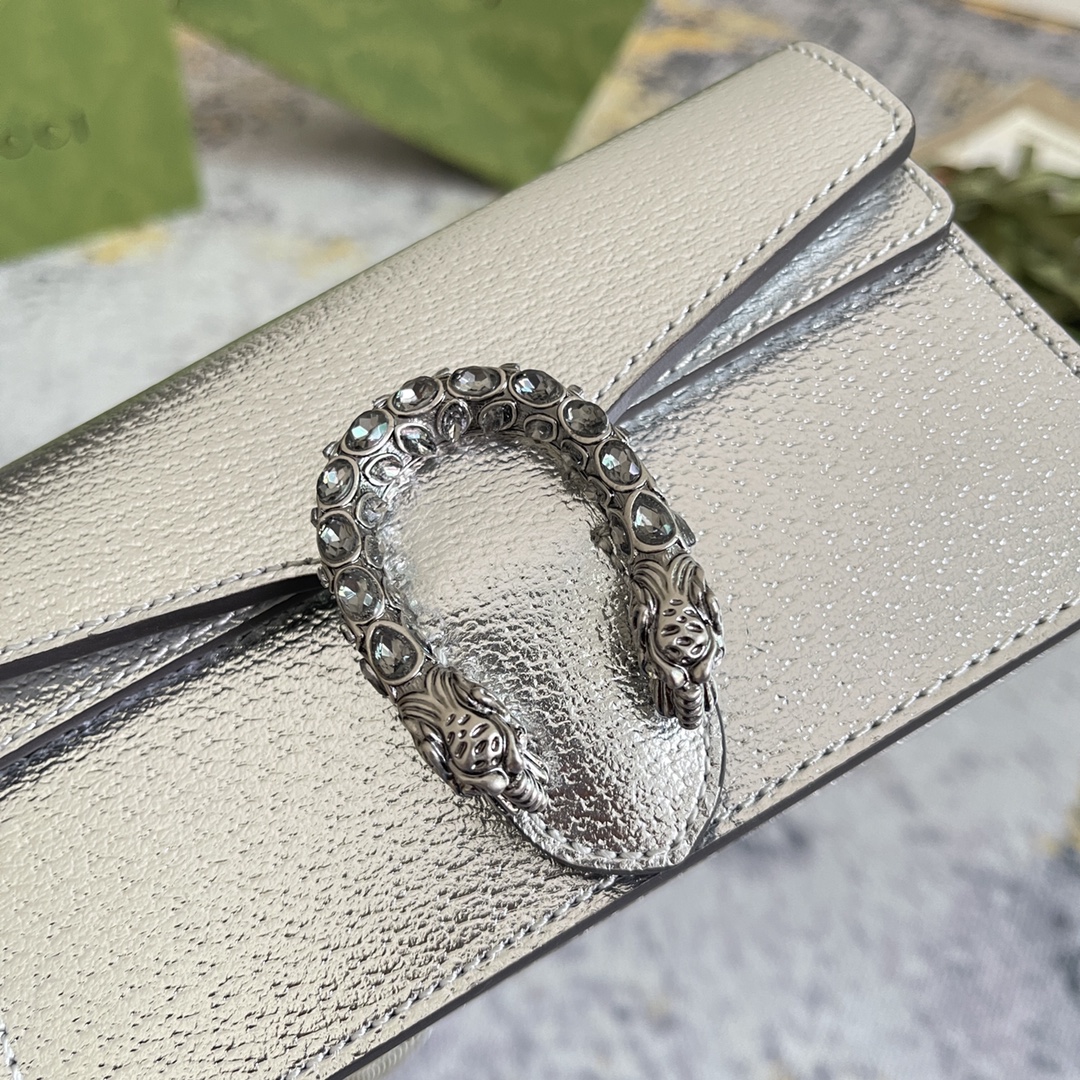 Dionysus super mini bag Silver lamé leather – GB047