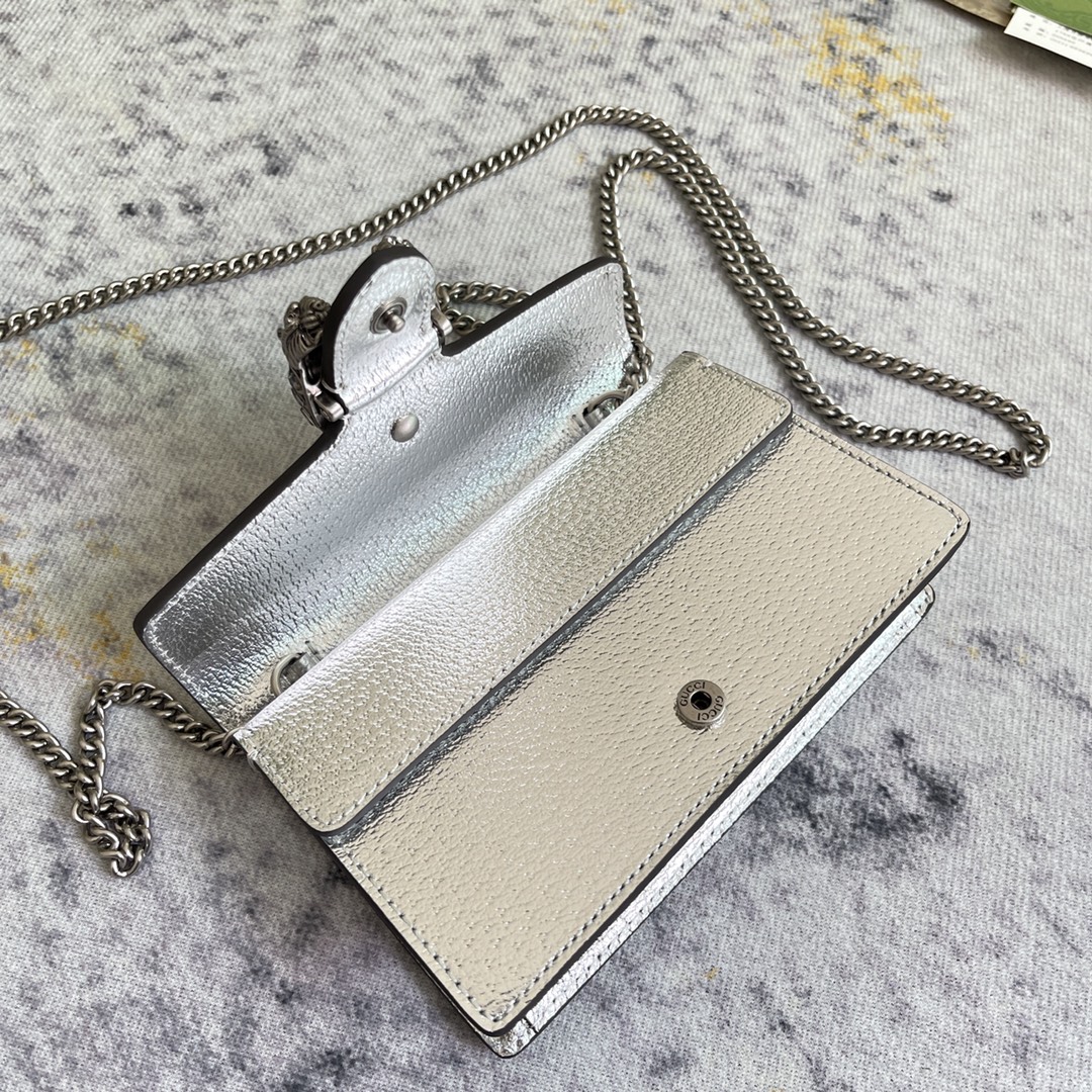 Dionysus super mini bag Silver lamé leather – GB047