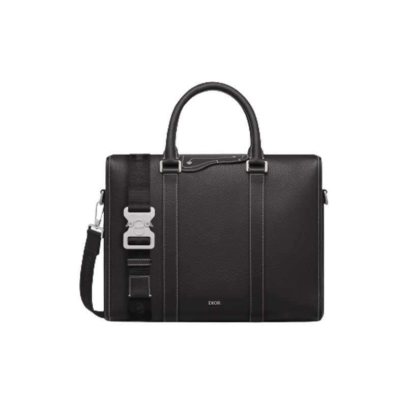 Dior Lingot Briefcase Black Grained Calfskin – DB017