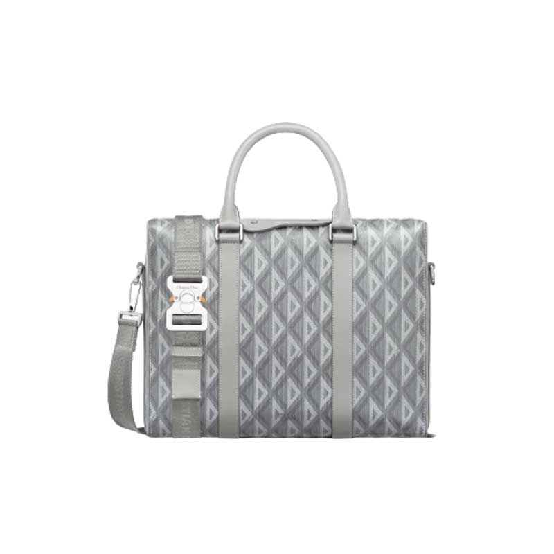 Dior Lingot Briefcase Gray Diamond Canvas and Smooth Calfskin – DB018