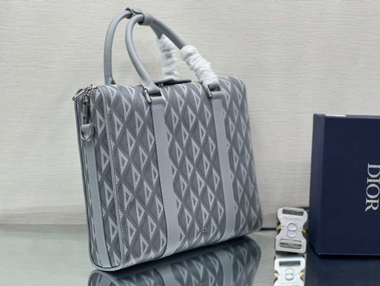 Dior Lingot Briefcase Gray Diamond Canvas and Smooth Calfskin – DB018
