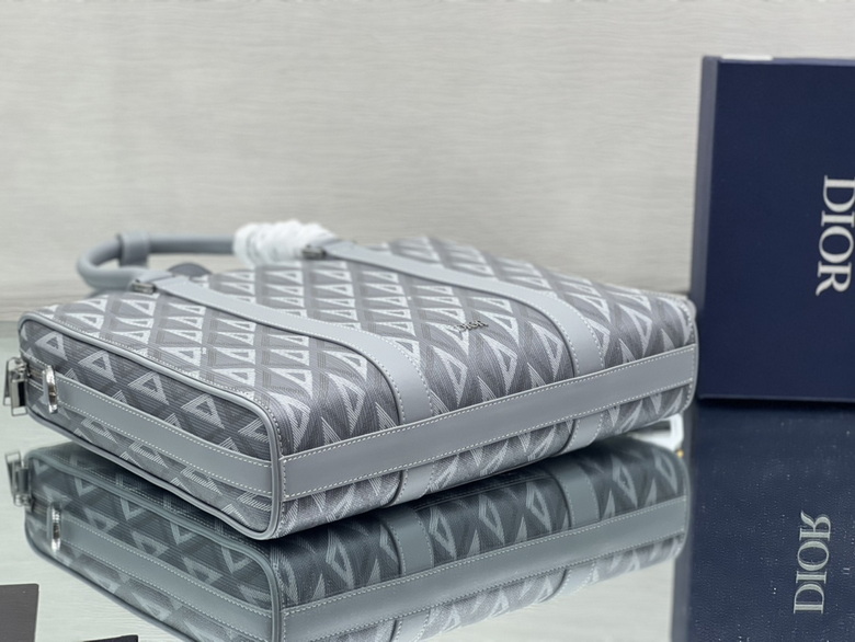 Dior Lingot Briefcase Gray Diamond Canvas and Smooth Calfskin – DB018