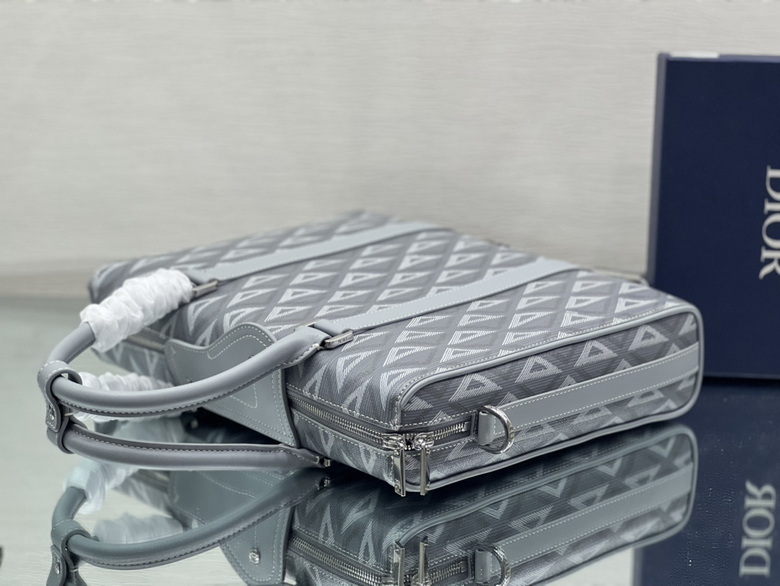 Dior Lingot Briefcase Gray Diamond Canvas and Smooth Calfskin – DB018