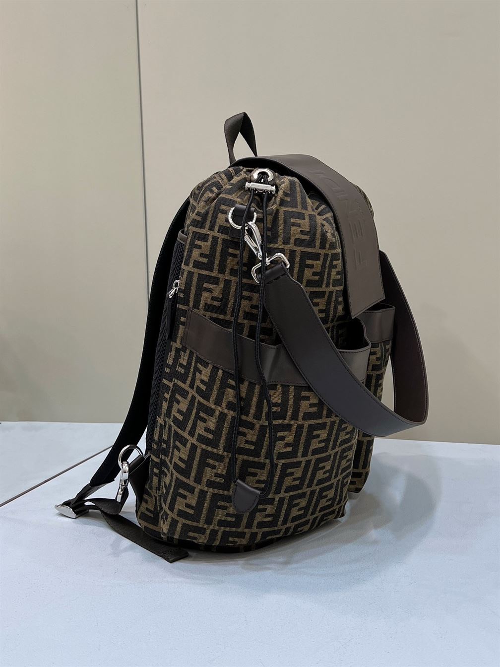 Drawstring FF jacquard fabric backpack – FB001