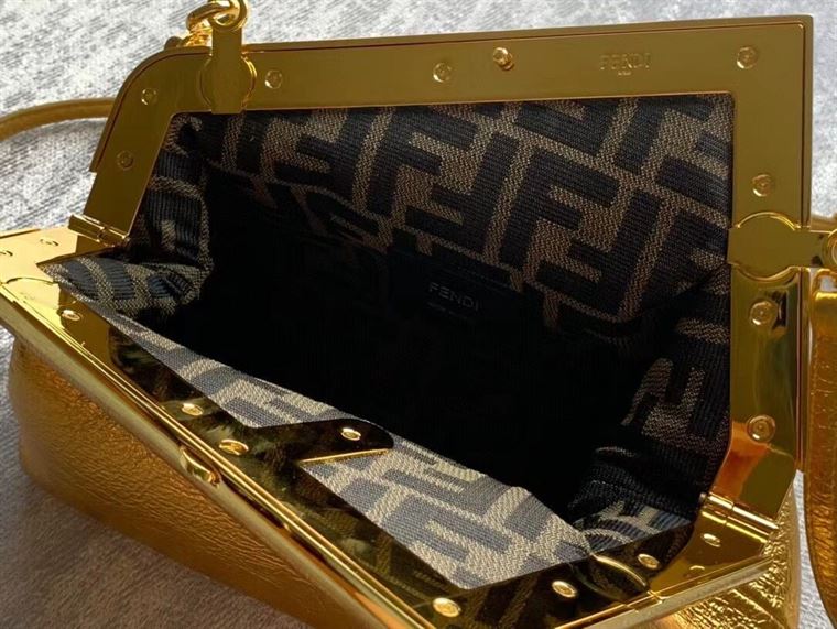 Fendi First Small Gold laminated leather bag – FB003