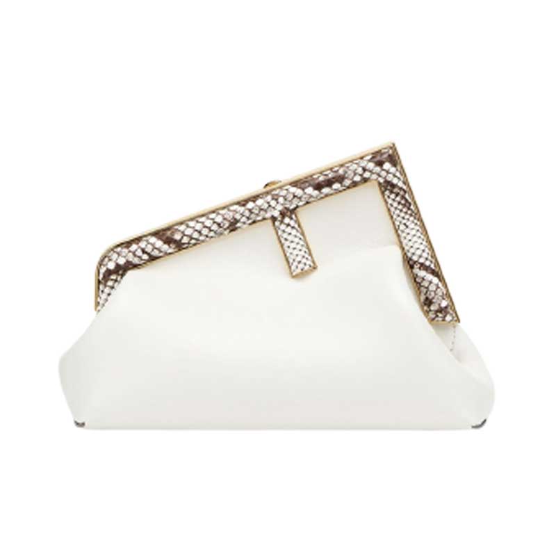 Fendi First Small White leather bag with exotic details – FB015