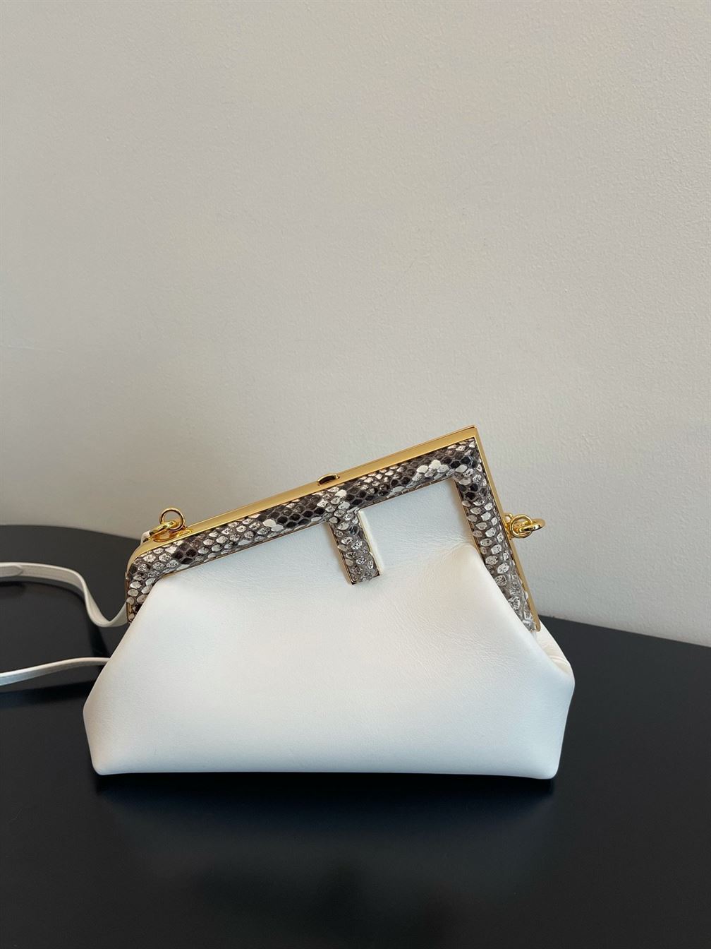 Fendi First Small White leather bag with exotic details – FB015