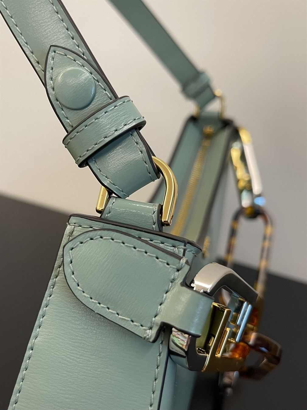 Fendi O’Lock Swing Mint green leather pouch – FB012