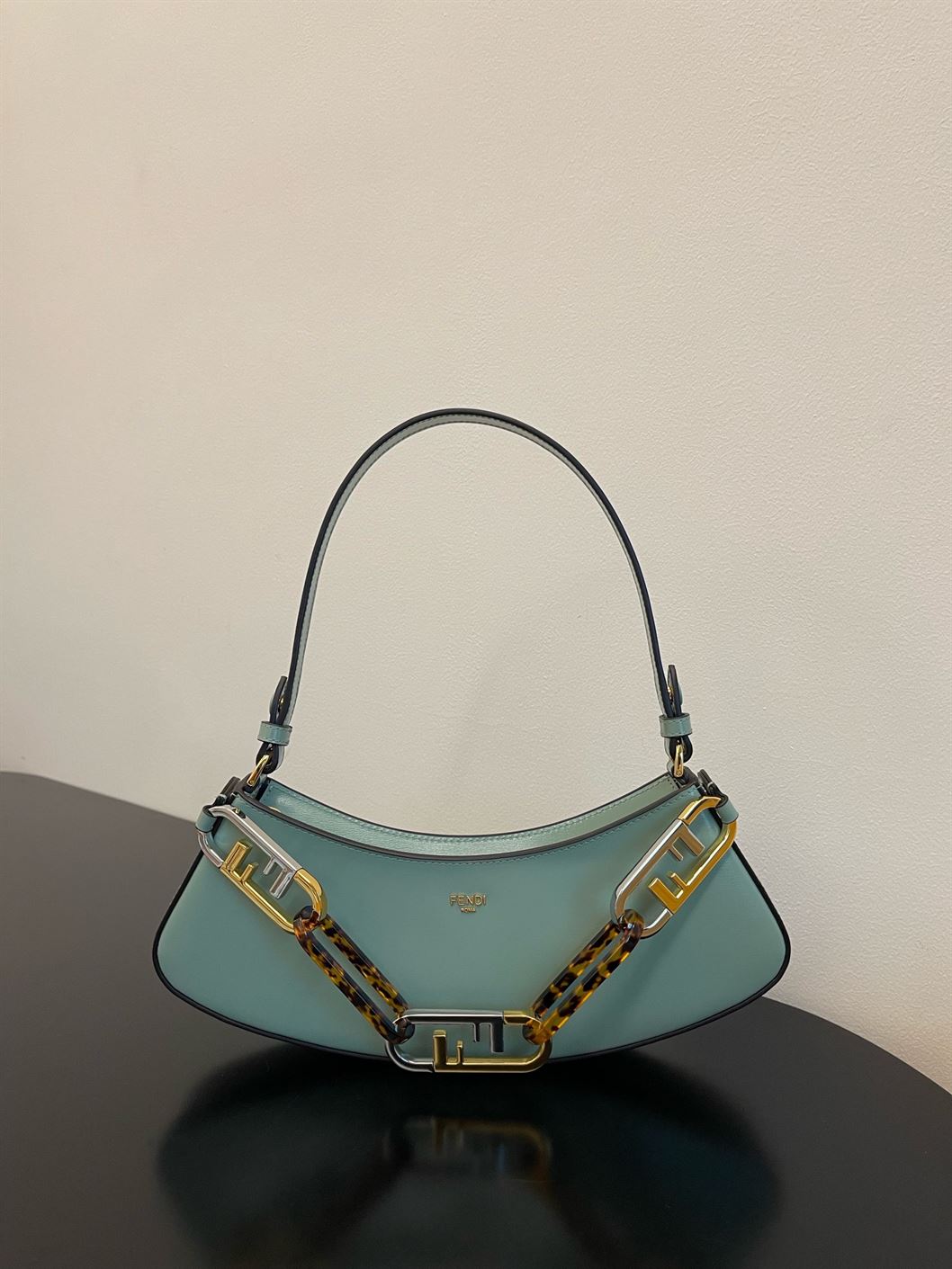 Fendi O’Lock Swing Mint green leather pouch – FB012