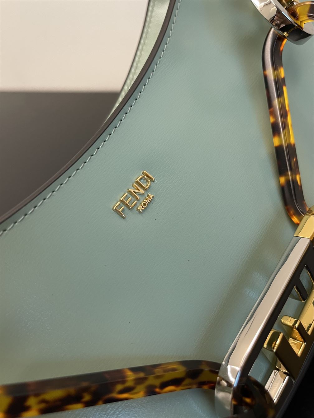 Fendi O’Lock Swing Mint green leather pouch – FB012