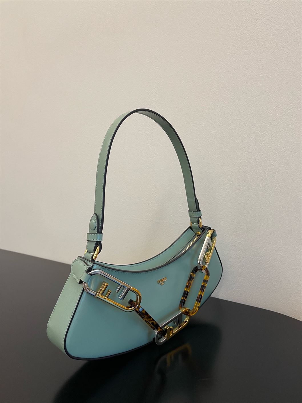 Fendi O’Lock Swing Mint green leather pouch – FB012