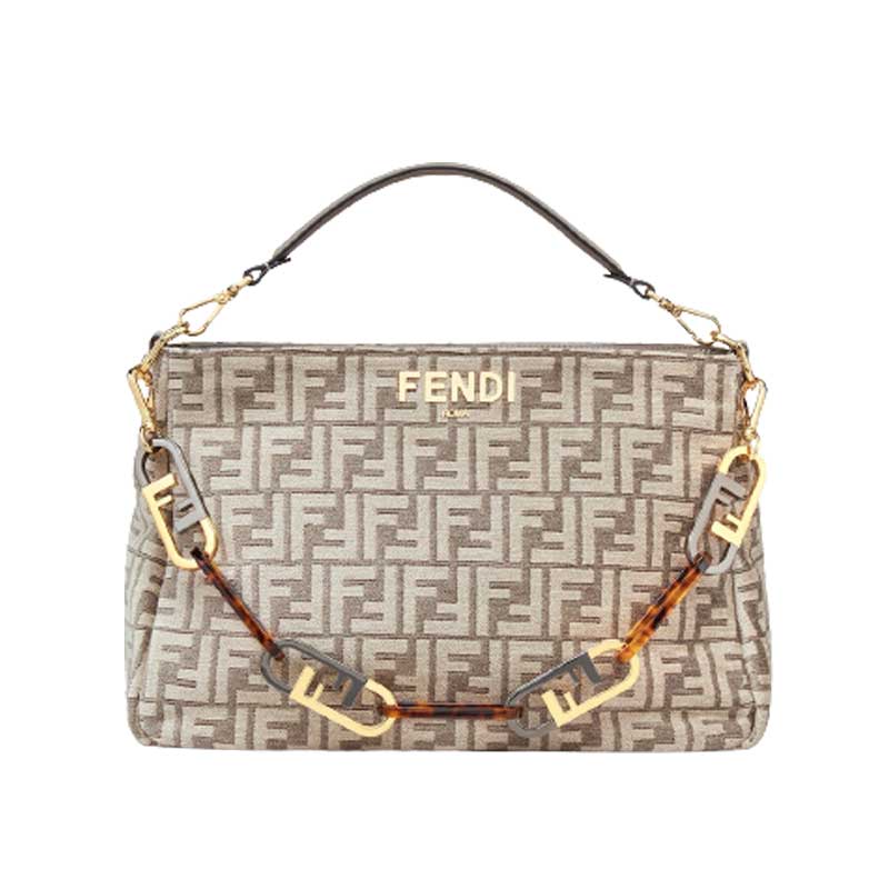 Fendi O’Lock Zip Dove grey tapestry fabric bag – FB027