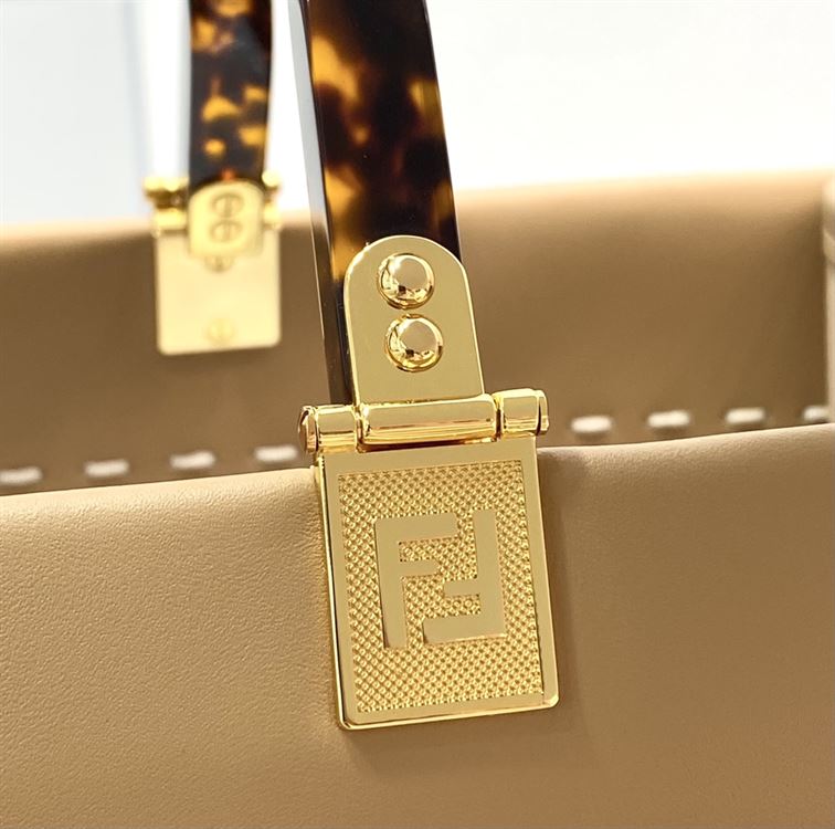 Fendi Sunshine Medium Light brown leather and elaphe shopper bag – FB006