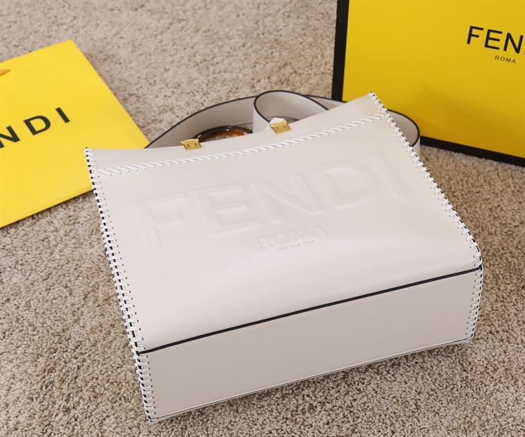 Fendi Sunshine Medium White leather shopper Bag – FB007