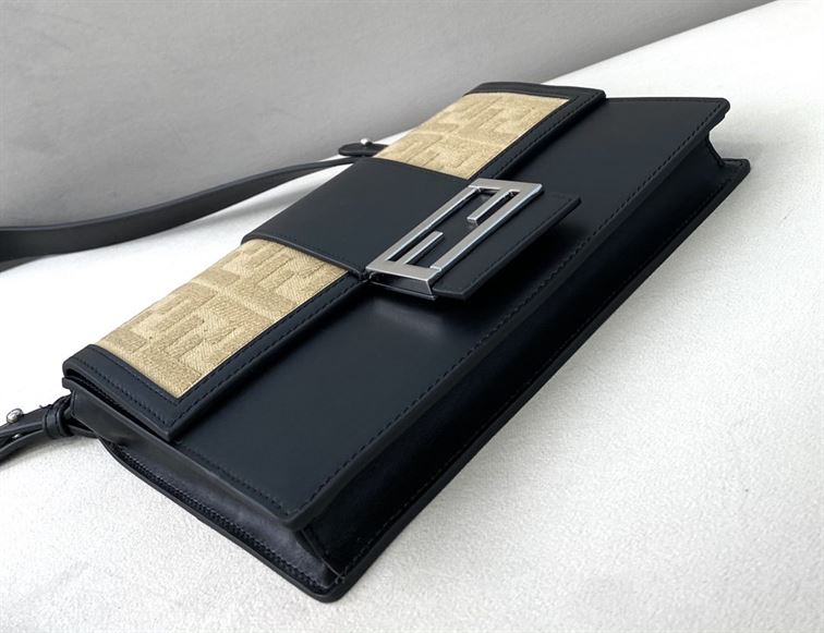 Flat Baguette Black leather bag – FB036