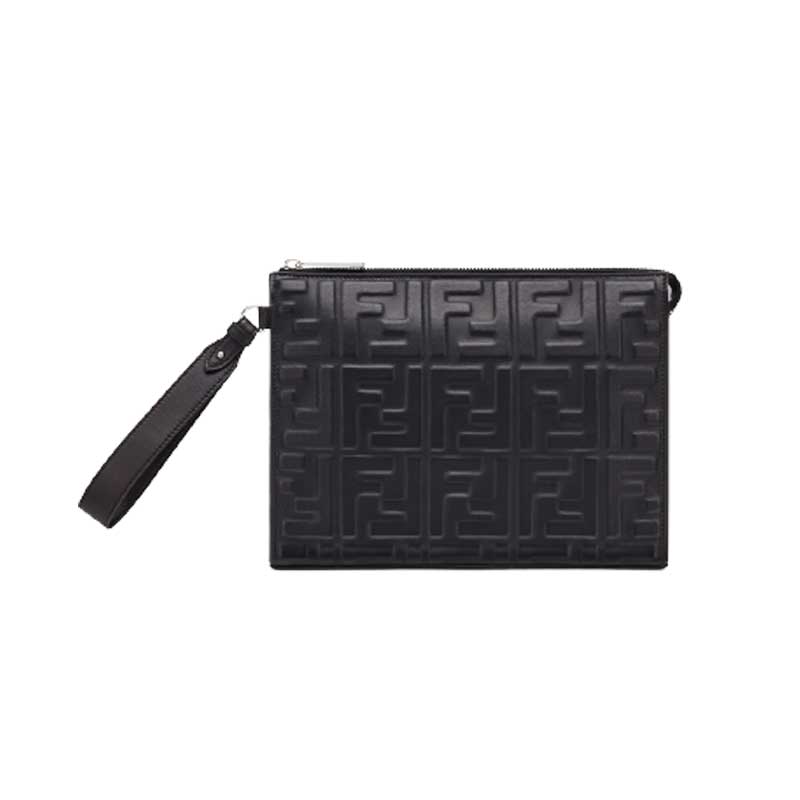 Flat Pouch Black nappa leather pouch – FB029