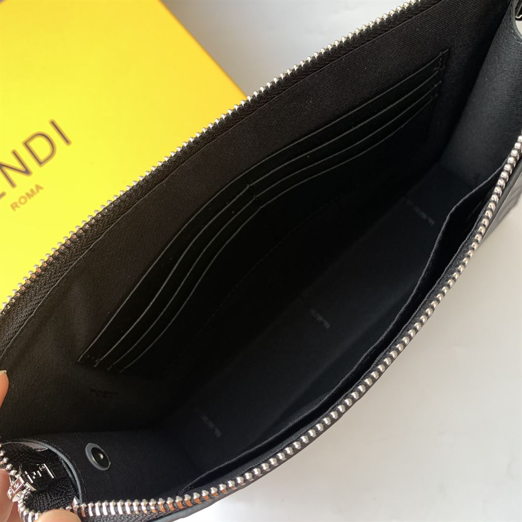 Flat Pouch Black nappa leather pouch – FB029