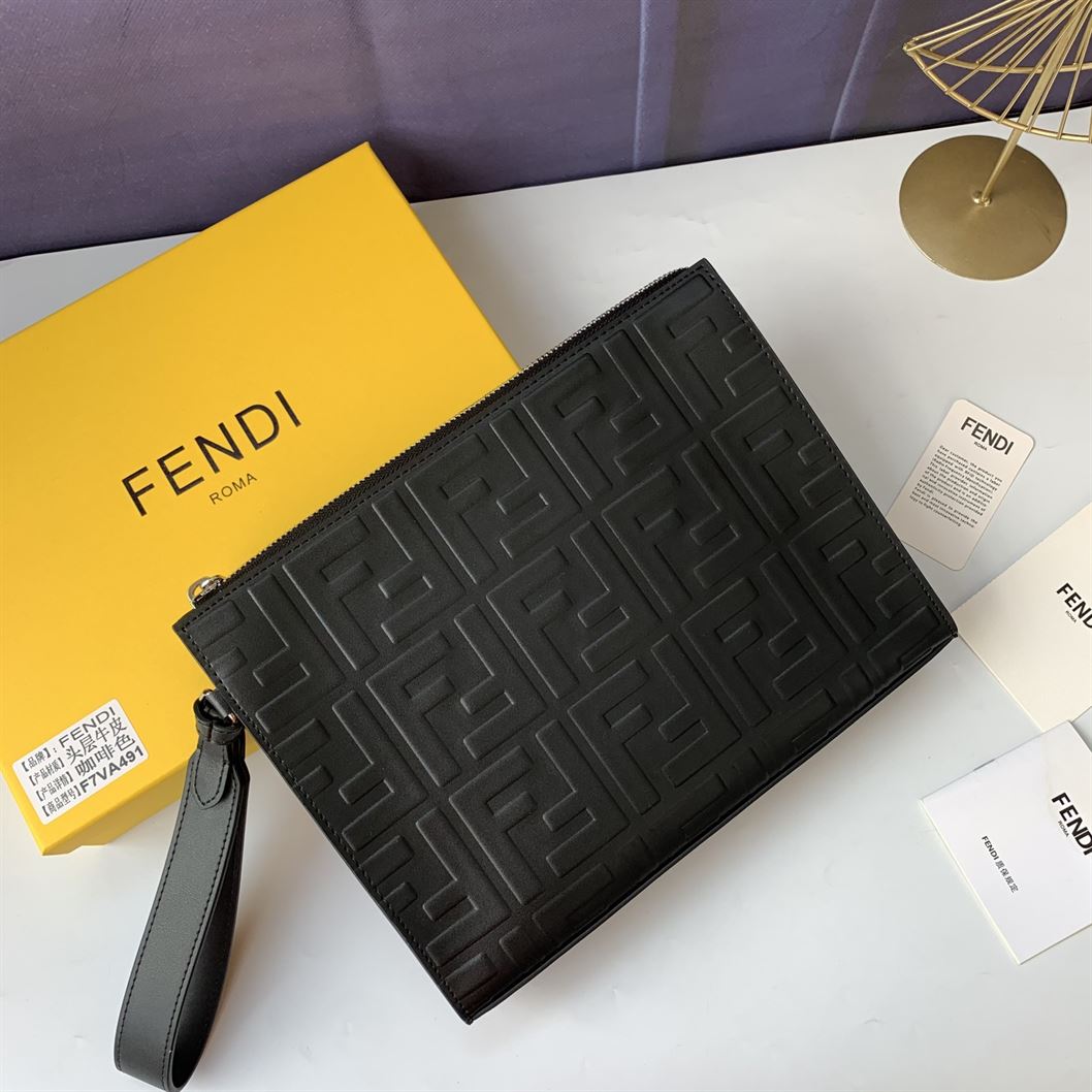 Flat Pouch Black nappa leather pouch – FB029
