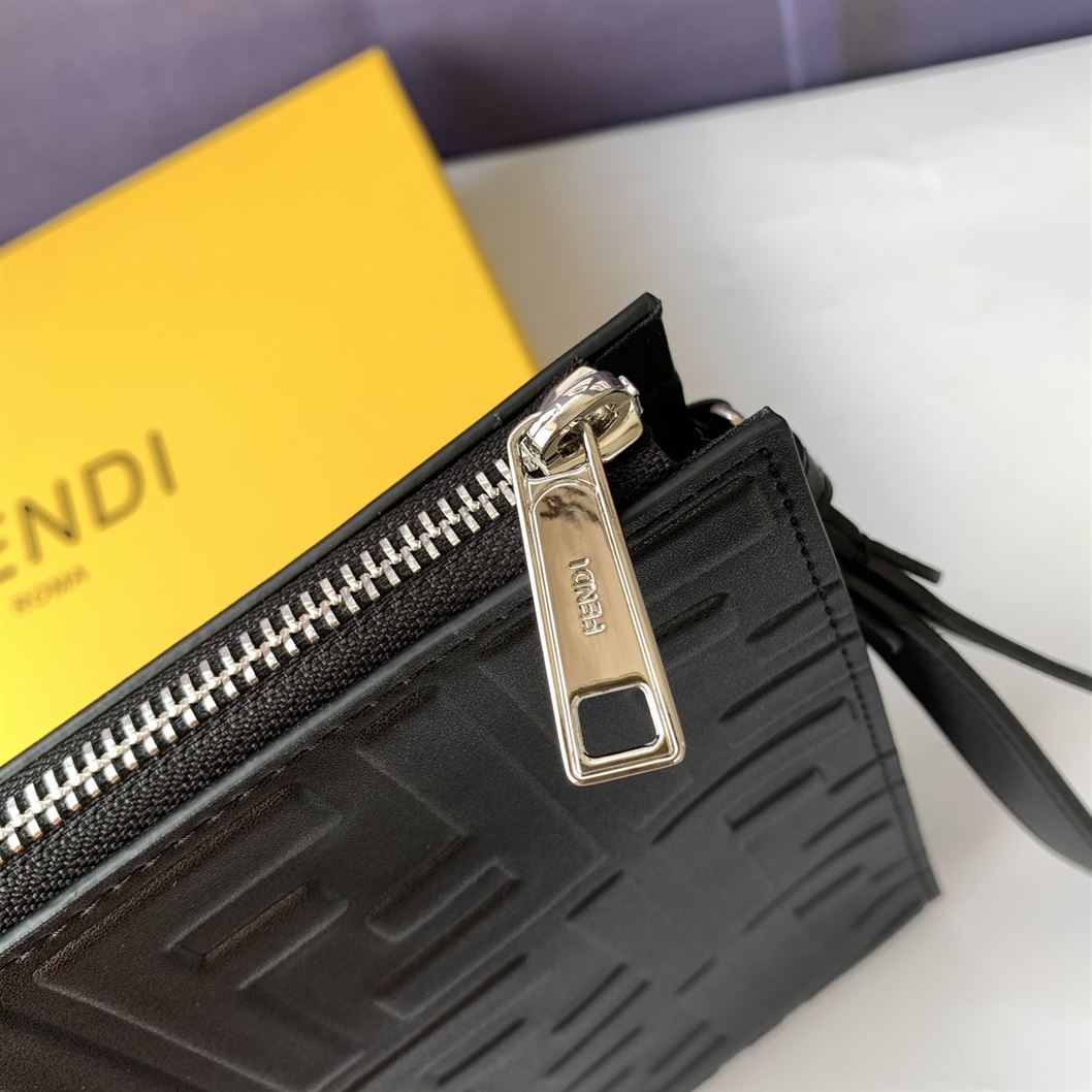 Flat Pouch Black nappa leather pouch – FB029