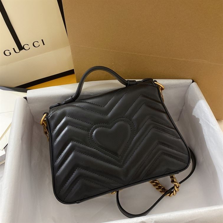 GG Marmont mini top handle bag Black chevron leather – GB053