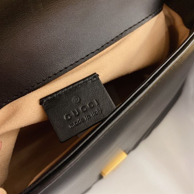 GG Marmont mini top handle bag Black chevron leather – GB053