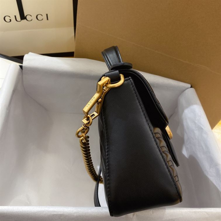 GG Marmont mini top handle bag Black chevron leather – GB053