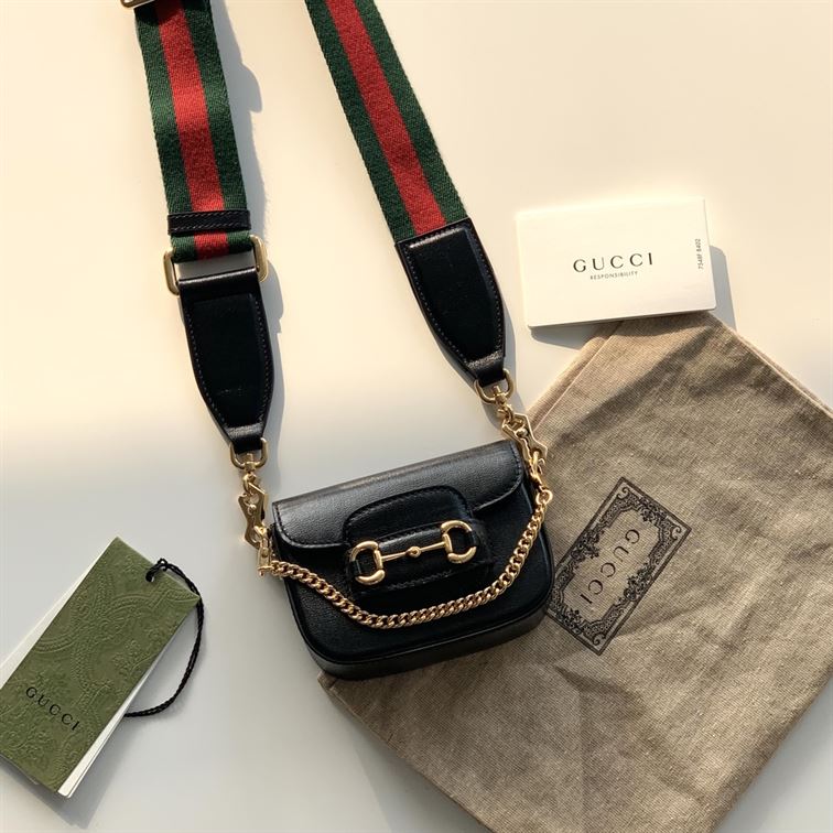 Gucci Horsebit 1955 mini bag Black leather – GB049