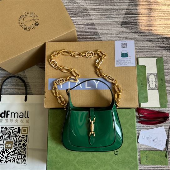 Jackie 1961 mini shoulder bag Green patent leather – GB064