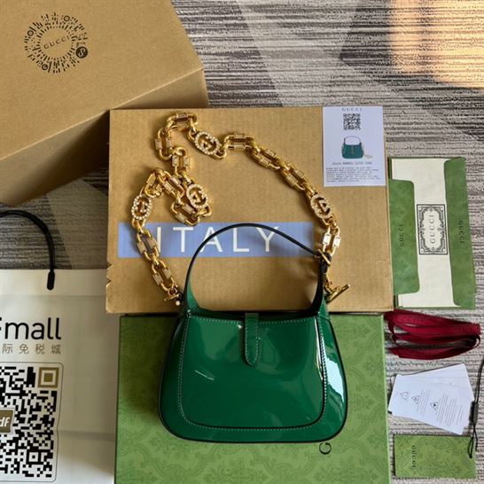 Jackie 1961 mini shoulder bag Green patent leather – GB064