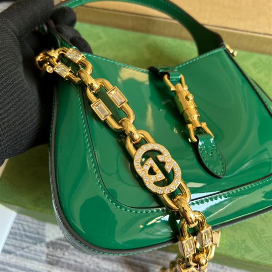 Jackie 1961 mini shoulder bag Green patent leather – GB064