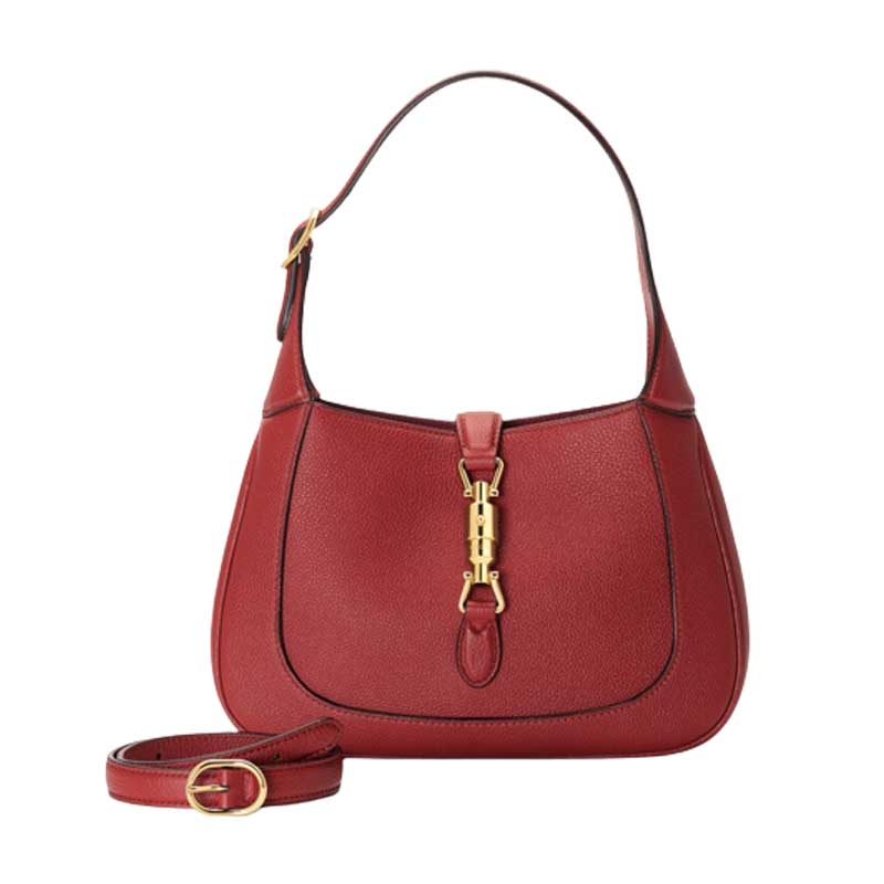 Jackie 1961 small natural grain bag Red leather – GB056