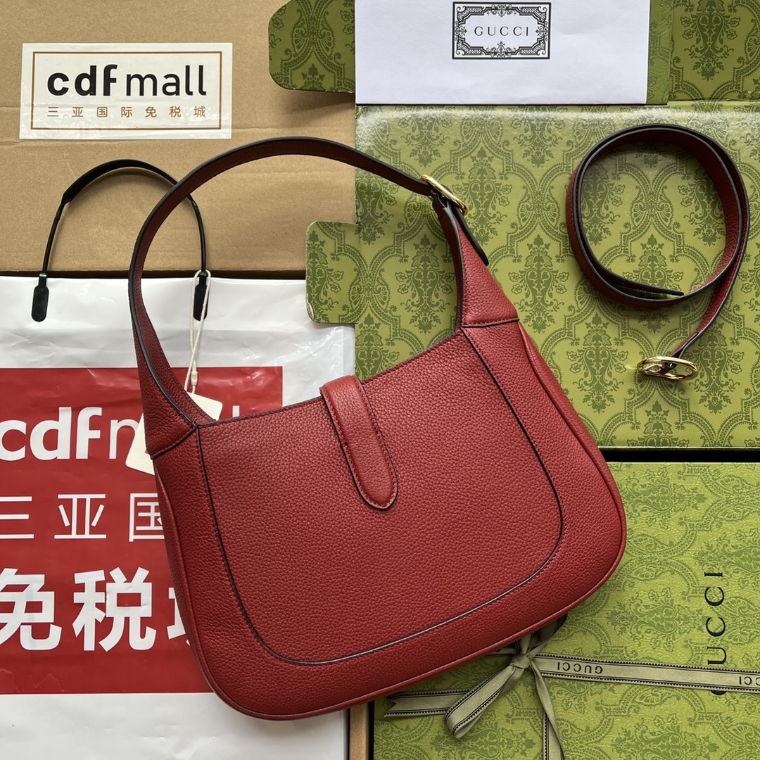 Jackie 1961 small natural grain bag Red leather – GB056