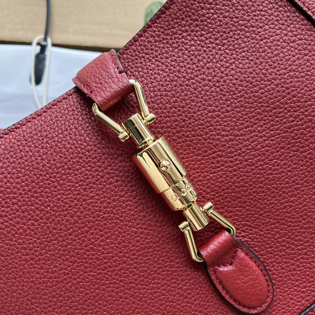 Jackie 1961 small natural grain bag Red leather – GB056