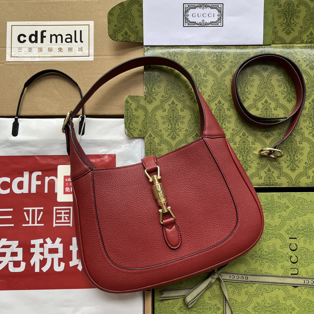 Jackie 1961 small natural grain bag Red leather – GB056