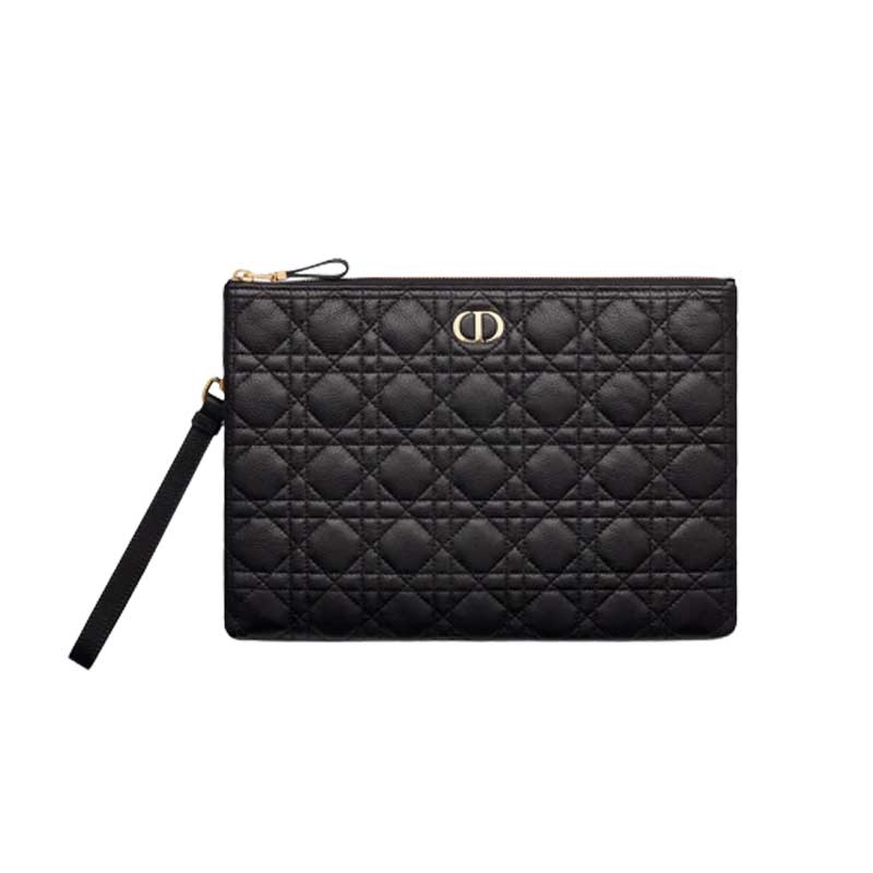 Lagre Dior Caro Daily pouch Black Calfskin – DB010