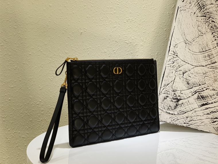 Lagre Dior Caro Daily pouch Black Calfskin – DB010