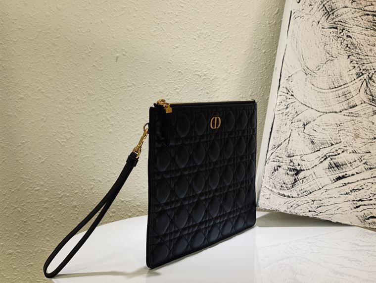 Lagre Dior Caro Daily pouch Black Calfskin – DB010