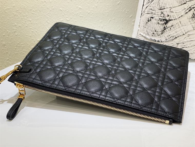 Lagre Dior Caro Daily pouch Black Calfskin – DB010