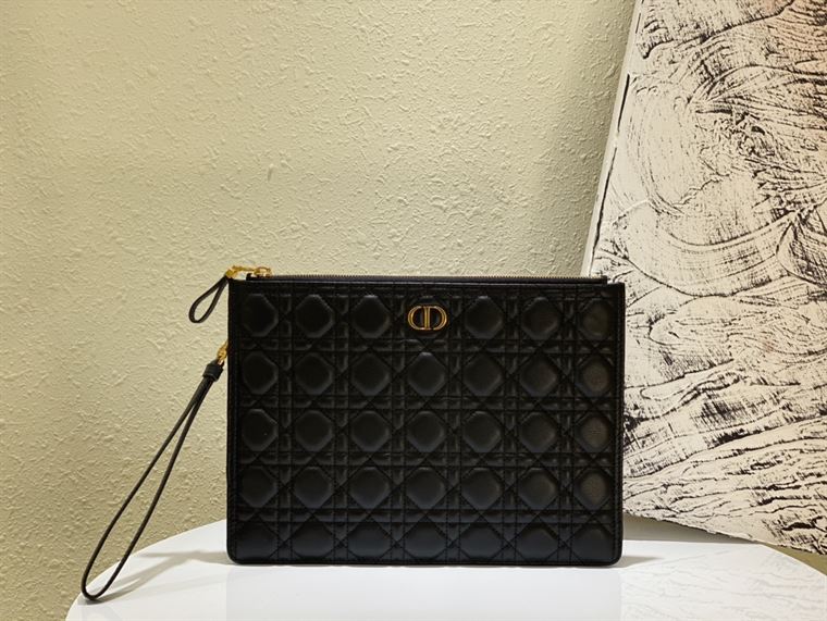 Lagre Dior Caro Daily pouch Black Calfskin – DB010