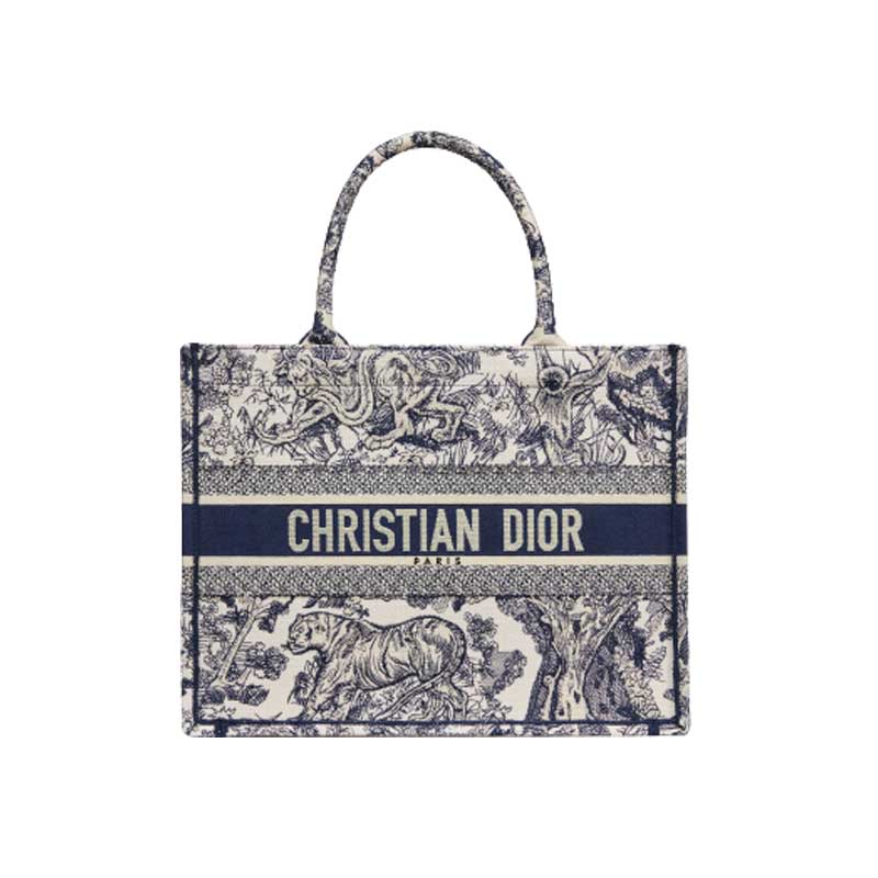 Large Dior Book Tote Blue Toile de Jouy Embroidery – DB004